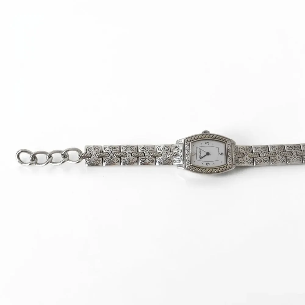 Brighton Toledo Vintage Ornate Silver Bracelet Watch Toggle Clasp Quartz 7-8